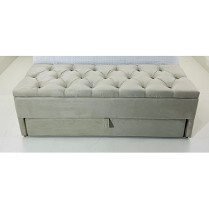 Puf Baú Gaveta Casal Com 2 Compartimentos 140x50x45cm Na Cor Bege Claro - Alta Qualidade