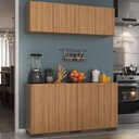 Ver imagem 2 de Kit Armário de Cozinha Aéreo e Balcão 4 Portas Multimóveis Mp2171 Rustic/preto