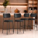 Ver imagem 1 de Kit 4 Banquetas Alta Sala de Jantar Lisa Pés Preto PU Preto m² - Monari Design