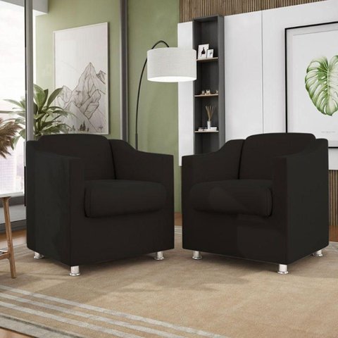 Poltrona Tilla Sala de Espera em Suede Balaqui Decor Preto
