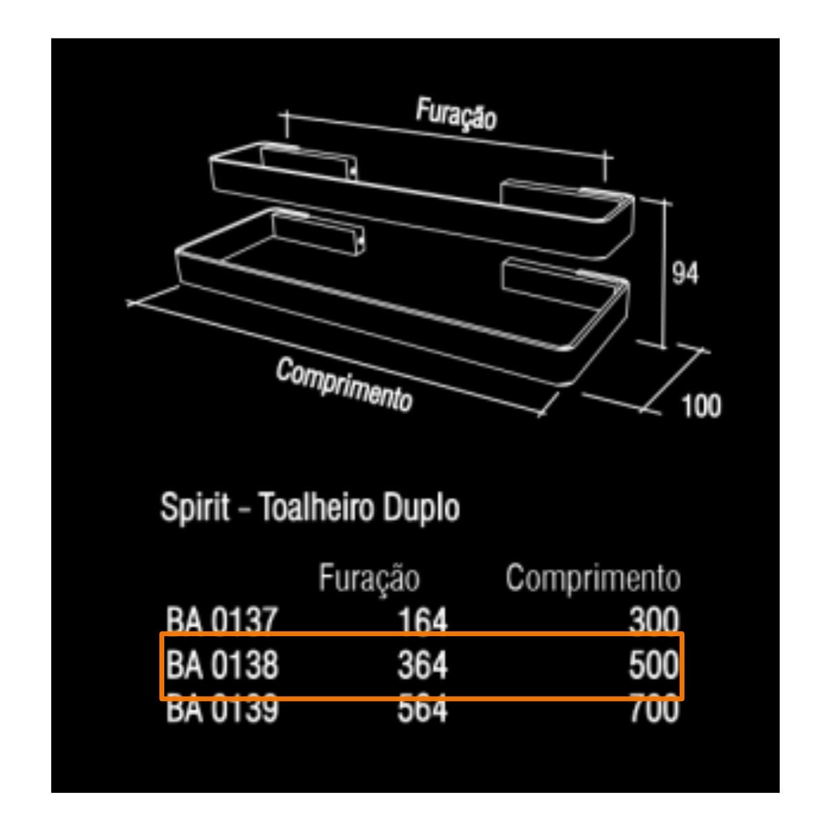 Toalheiro Porta Toalha Spirit Zen Design Duplo 500mm (50 Cm) Inox Polido - 3