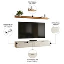Ver imagem 2 de Rack TV Suspenso Z49 65" 160cm MDP Portas Basculantes Off White Mpozenato