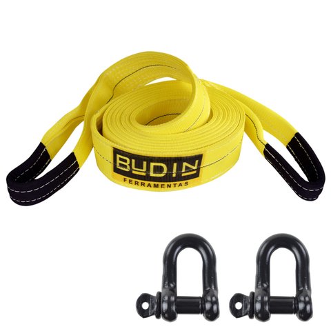 Cinta de Reboque Personalizada Budin ? 10 Toneladas, 4 Metros, Manilhas 5/8 ? Ideal para Veículos Le