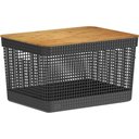 Ver imagem 1 de Cesto Organizador Grid com Tampa de Bambu 20l Preto - ou