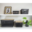Ver imagem 6 de Cesto Organizador Grid com Tampa de Bambu 20l Preto - ou