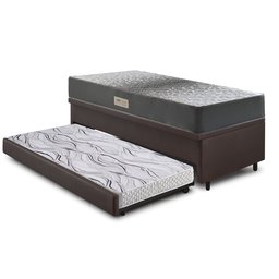 Bicama Box Baú Solteiro 88x188x42 Courino Linho Marrom com Colchão de Espuma Dual Firme Ecoflex - 8