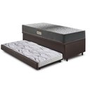 Ver mais imagens de Bicama Box Baú Solteiro 88x188x42 Courino Linho Marrom com Colchão de Espuma Dual Firme Ecoflex