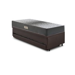 Bicama Box Baú Solteiro 88x188x42 Courino Linho Marrom com Colchão de Espuma Dual Firme Ecoflex - 9