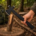 Ver imagem 2 de Machadinho Tatico Militar Camping 3 em 1 Machado Tomahawk Martelo em Aco Pe de Cabra Cabo Emborracha