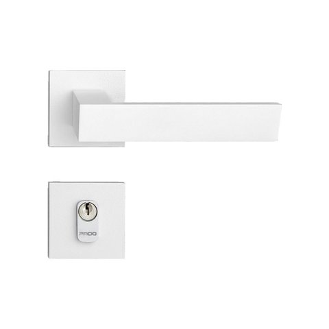 Fechadura Beethoven Branco Texturizado Externa Cromo Acetinado Pado