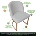 Ver imagem 5 de Kit 5 Cadeiras De Jantar Cléo Base Ouro Fosco Linho Bouclê Off White - CasaePoltrona