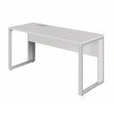 Ver imagem 2 de Mesa Plataforma Individual com Caixa de Tomadas Pés Metal 120cm Industrial Executive Cinza
