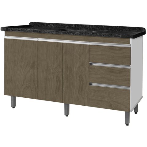 Gabinete para Pia de 1.50 Metro Balcão 100% Mdf com Puxador em Alumínio Inteiro Chapa de 15mm Ultima