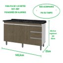 Ver imagem 3 de Gabinete para Pia de 1.50 Metro Balcão 100% Mdf com Puxador em Alumínio Inteiro Chapa de 15mm Ultima