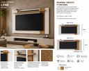 Ver imagem 3 de Painel Leme para TV até 70 Extensível 1,60m a 1,80m Off White Matte/Freijó Colibri Decor