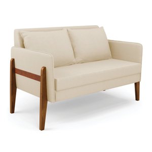 Sofá Namoradeira Lana Linho Bege A19 Base de Madeira - D'Rossi DRossi