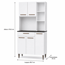 Ver imagem 5 de Cozinha Compacta Armário Carol 90cm 5 Portas 1 Gaveta MDP Pintura UV Pés Reguláveis - Branco