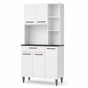 Ver imagem 2 de Cozinha Compacta Armário Carol 90cm 5 Portas 1 Gaveta MDP Pintura UV Pés Reguláveis - Branco