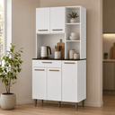 Ver imagem 1 de Cozinha Compacta Armário Carol 90cm 5 Portas 1 Gaveta MDP Pintura UV Pés Reguláveis - Branco