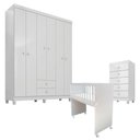 Ver imagem 1 de Quarto Bebê 6 Portas com Gaveteiro Ternura Baby e Mini Berço Moisés Alegria com Colchão -