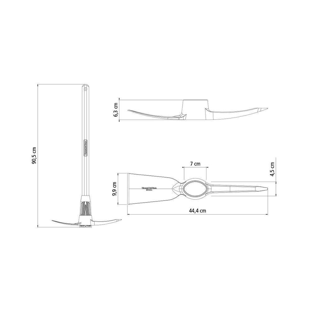 Picareta Alvião Tramontina em Aço Tamanho 4 com Cabo de Madeira 90 Cm - 3
