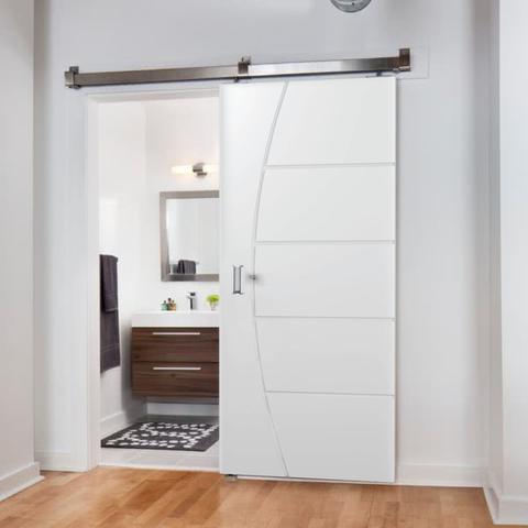 Porta Correr Frisada com Fundo Primer Branco Kit Aluminio 210x102 Cm-01