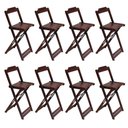 Ver imagem 4 de Kit 4 Conjuntos De Mesa Bistrô Dobraveis Em Madeira Padrão Com 2 Banquetas Altas - Imbuia - Marrom