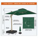 Ver imagem 3 de Ombrelone Guarda Sol Premium Aluminio Verde 3x3m c/ Base de 120L
