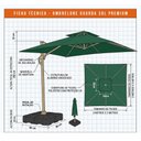 Ver imagem 3 de Ombrelone Guarda Sol Premium Aluminio Verde 3x3m C/ Base de 120l