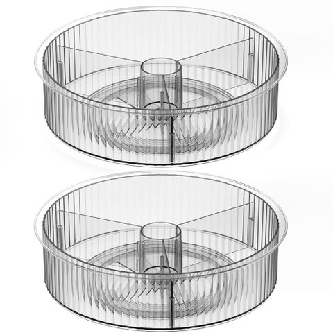 Kit 2 Organizadores Giratórios 3 Divisórias Coza New Retrô 31cm Temperos Cozinha Plástico