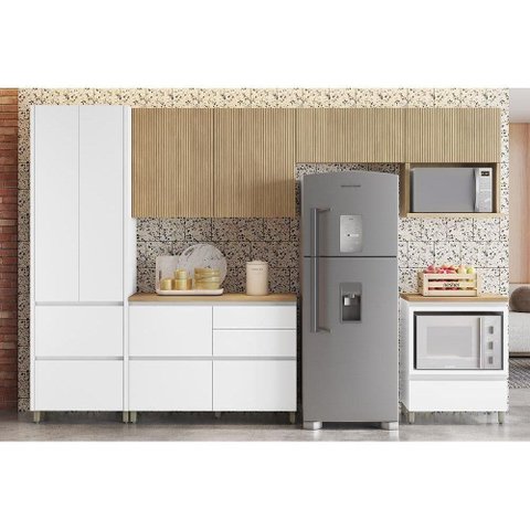 Cozinha Modulada Nesher Rainha Gourmet 6 Peças (3aéreos+1paneleiro+2balcões) C6p39 Branca/nature-