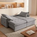 Ver imagem 2 de Sofá Cama 2 Lugares Singapura Reclinável 190cm em Bouclê com Catraca Reforçada e 2 Almofadas:Cinza C