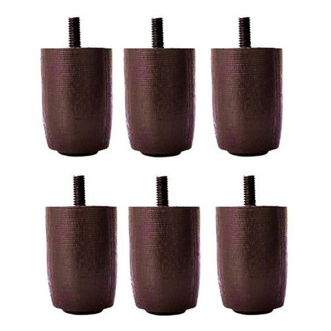 Kit com 6 Pés para Cama Box ou Baú Solteiro P63 Marrom