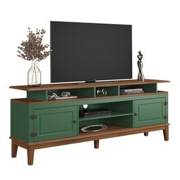 Rack de Madeira Maciça com 2p Base Elevada Verde - 1