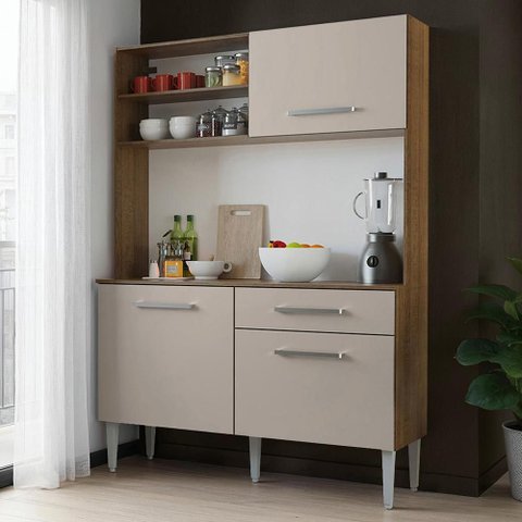 Kit Cozinha Compacta 120cm Rustic/crema Life Madesa