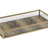 Bandeja De Vidro Com Desenho De Cobra e Metal Dourado 24x14cm - 1