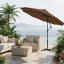 Ver imagem 3 de Ombrellone Suspenso Casa Lys Jardim Poliéster 180g Resistente Raios Solares Marrom Manivela