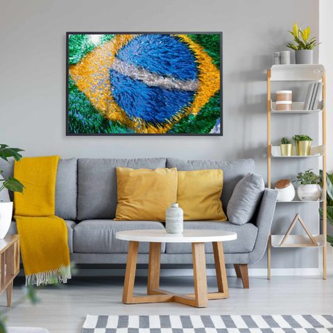 Quadro Bandeira do Brasil em Fitas - 60x40 Cm - Adesivo Fotográfico
