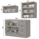 Ver imagem 2 de Cozinha Americana 5 Peças com Balcão 120cm e Aéreo Micro-Ondas 7 Portas 3 Gavetas Cinza Móveis