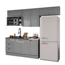 Ver imagem 1 de Cozinha Americana 5 Peças com Balcão 120cm e Aéreo Micro-Ondas 7 Portas 3 Gavetas Cinza Móveis