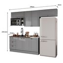 Ver imagem 5 de Cozinha Americana 5 Peças com Balcão 120cm e Aéreo Micro-Ondas 7 Portas 3 Gavetas Cinza Móveis