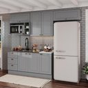 Ver imagem 4 de Cozinha Americana 5 Peças com Balcão 120cm e Aéreo Micro-Ondas 7 Portas 3 Gavetas Cinza Móveis
