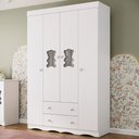 Ver imagem 1 de Guarda-roupa Infantil 122cm com Vidro 4 Portas e 2 Gavetas Doçura Multimóveis Mp4493 Branco