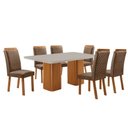 Ver imagem 1 de Mesa de Jantar Eloise 180cm Tampo MDF Vidro Canto Copo com 6 Cadeiras Lorena Moderna Mobília