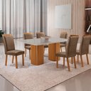 Ver imagem 7 de Mesa de Jantar Eloise 180cm Tampo MDF Vidro Canto Copo com 6 Cadeiras Lorena Moderna Mobília