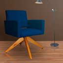 Ver imagem 2 de Poltrona Decorativa Camila Pés Madeira Giratório Suede Azul Marinho - DS Estofados