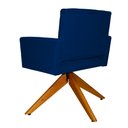 Ver imagem 4 de Poltrona Decorativa Camila Pés Madeira Giratório Suede Azul Marinho - DS Estofados