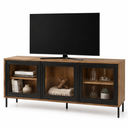 Ver imagem 2 de Rack para TV até 55 Polegadas Refresh 3 Portas de Vidro 2 Prateleiras BR149 Mel/Preto - BRV Móveis
