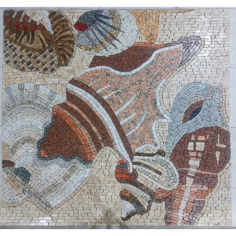Rosone Mosaico Contemporâneo Conchas do Mar 150x160cm