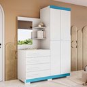 Ver imagem 1 de Guarda-Roupa Solteiro Melissa 2 Portas com 4 Gavetas 100% MDF Bran/Rosa/Azul/Lilas